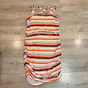 No Boundaries Striped Ruched Bodycon Summer Dress Criss Cross Back XXXL (21)